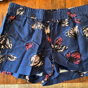 J. Crew Floral Print Linen Blend Chino Shorts Blue Size 4